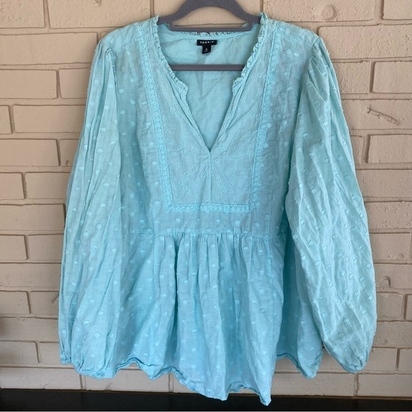 Womens Torrid Blue Clip Dot Mixed Eyelet Yoke Detail Top Size 5X / 28 - Picture 4 of 10